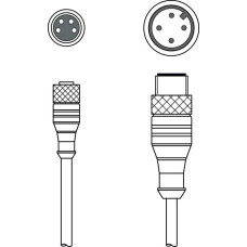 Interconnection cable Connection 1: Connector, M12, Axial, Male, A-coded, 4 -pin; Connection 2: Connector, M8, Axial, Female, 4 -pin; Shielded: No; Cable length: 300 mm; Sheathing material: PVC