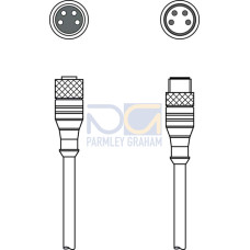 The Interconnection cable from . Connection 1: Connector, M8, Axial, Female, A-coded, 4 -pin; Connection 2: Connector, M8, Axial, Male, A-coded, 4 -pin; Shielded: No; Cable length: 1.000 mm; Sheathi