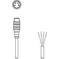 The Connection cable from . Connection 1: Connector, M8, Axial, Male, A-coded, 4 -pin; Connection 2: Open end; Shielded: No; Cable length: 2.000 mm; Sheathing material: PUR;