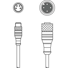 The Interconnection cable from . Connection 1: Connector, M12, Axial, Female, A-coded, 4 -pin; Connection 2: Connector, M8, Axial, Male, 4 -pin; Shielded: No; Cable length: 300 mm; Sheathing materia