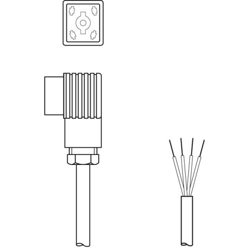 The Connection cable from . Connection 1: Standard plug, Angled, Female, 4 -pin; Connection 2: Open end; Shielded: No; Cable length: 12.000 mm; Sheathing material: PVC;