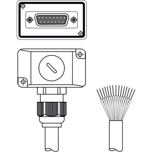 Connection cable Parameter memory: Yes; Connection 1: Sub-D, Angled, Female, 15 -pin; Connection 2: Open end; Shielded: Yes; Cable length: 10,000 mm; Sheathing material: PUR