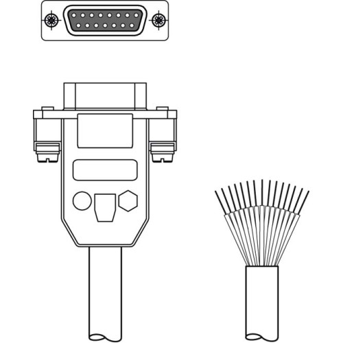 The Interconnection cable from . Connection 1: Sub-D, Axial, Female, 15 -pin; Connection 2: Sub-D, Angled, Male, 15 -pin; Shielded: Yes; Cable length: 3.000 mm;