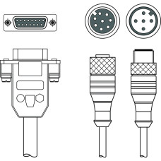 Connection cable Suitable for interface: RS 232; Connection 1: Sub-D, Axial, Female, 9 -pin; Connection 2: Connector, M12, Axial, Female, A-coded, 8 -pin; Connection 3: Connector, M12, Axial, Male, A