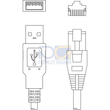 Interconnection cable Suitable for interface: USB; Connection 1: USB; Connection 2: RJ41; Shielded: Yes; Cable length: 5,000 mm; Sheathing material: PVC