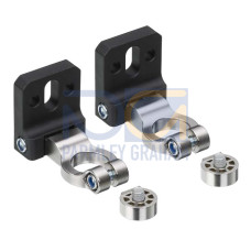 The Mounting bracket set from . Contains: 2x BT-HF swivel mount, 2 cylinders for mounting on the light curtain; Suitable for: MLC 500 middle guest and guest safety light curtains; Mounting bracket,