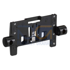 The Mounting plate from . Suitable for: RSL 400 safety laser scanner; Dimensions: 142 mm x 7 mm x 154 mm; Color: Black; Type of fastening, at system: Through-hole mounting; Type of fastening, at dev