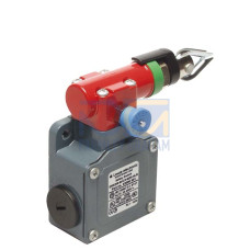 The E-STOP rope switch from . Contact allocation: 1NC + 1NO; Cable entry: 3 Piece(s), M20 x 1.5; Connection: Terminal, 4 -pin; Dimensions: 92 mm x 47,8 mm x 89 mm; Housing material: Metal, ZAMAK; In