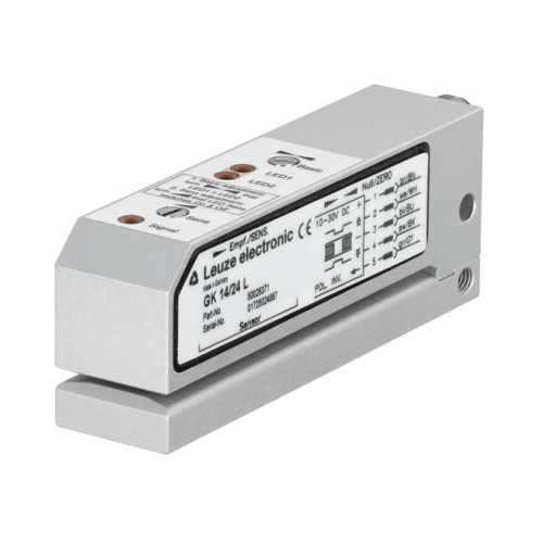 The Capacitive forked sensor from . Label width: 10 mm; Label gap: 2 mm; Medium: Transparent; Switching frequency: 5.000 Hz; Supply voltage: 10 ... 30 V, DC; Digital switching outputs: 2 Piece(s); D