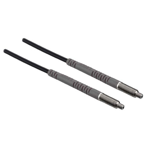 Plastic fiber optics for throughbeam operation Operating principle: Throughbeam principle; Light beam exit: Front; Fiber core: Single fiber core; Minimum object diameter: 0.5 mm; Design: Cylindrical;