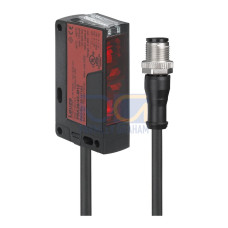 Operating range limit: 0 ... 100 m; Light source: LED, Red; Supply voltage: 10 ... 30 V, DC; Connection: Cable with connector, 200 mm, M12, Plastic, 4 -wire, 4 -pin; Design, housing: Cubic; Dimension