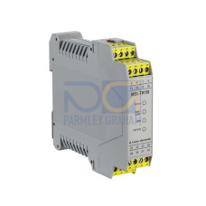 Safety relay Functions: Periodic function test, Start/restart interlock (RES), selectable, Contactor monitoring (EDM), selectable, "Error" signal output, "Safety ON" signal output; Restart: Automatic