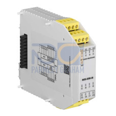 The Safe input module from .  Functions: Extension module for the MSI 400 configurable safety control, Extension with 8 safe inputs; Performance Level (PL): e, EN ISO 13849-1; Category: 4, EN ISO 13