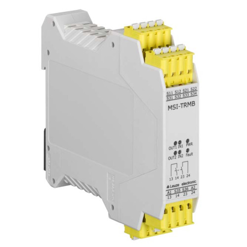The Safety relay from . Type: 4, IEC/EN 61496; SIL: 3, IEC 61508; Performance Level (PL): Up to and including e, EN ISO 13849-1; Category: 4, EN ISO 13849; Response time: 30 ms; Sensor response time