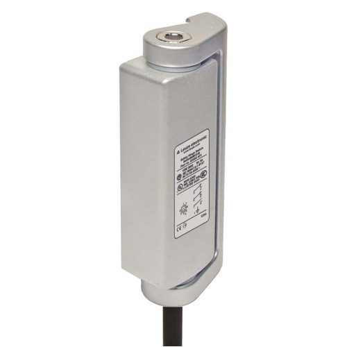 The Safety hinge switch from . Contact allocation: 2NC + 1NO, Slow-action contact; Connection: Cable, 7 -wire, 2.000 mm, PVC; Dimensions: 49 mm x 22,5 mm x 100,6 mm; Housing material: Metal, ZAMAK;