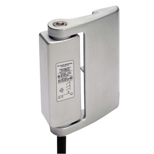 The Safety hinge switch from . Contact allocation: 2NC + 1NO, Snap-action contact; Connection: Cable, 7 -wire, 2.000 mm, PVC; Dimensions: 79 mm x 22,5 mm x 100,6 mm; Housing material: Metal, ZAMAK;