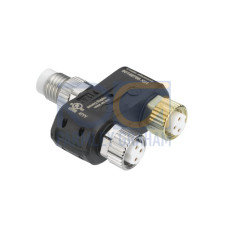 Number of connections: 3 Piece(s); Connection 1: Connector, M8, Axial, Female, A-coded, 3 -pin; Connection 2: Connector, M8, Axial, Female, A-coded, 3 -pin; Connection 3: Connector, M8, Axial, Male,