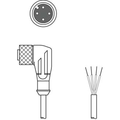 M8 4 Pole, angled PVC cable