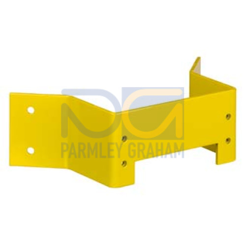 Mounting bracket Application: Mounting on non-chamfered 90° corner; Suitable for: RSL 400 safety laser scanner; Dimensions: 119 mm x 72 mm x 233.5 mm; Color: Yellow, RAL 1021; Type of fastening, at s