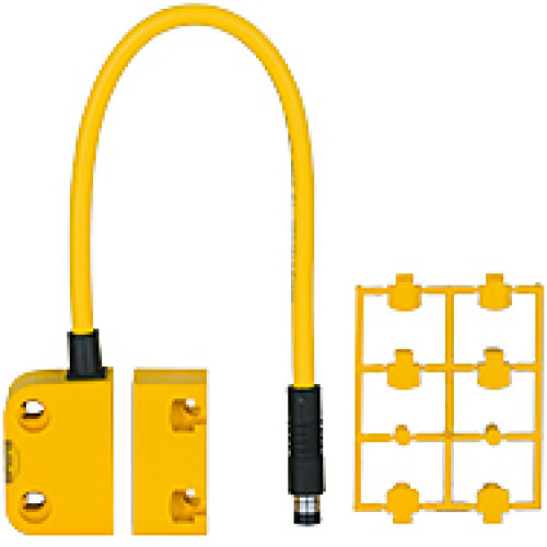 Magnetic safety switch 2 N/O, 1 signal contact N/O, 8-pin M8 connector,  square design, LED IP67, operating distance 10 mm, height design 18 mm PU = 1 sensor with actuator.