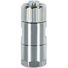 Plug-in connector, 5-pin (4+FE), shielded, socket straight M12, L-coded (power), crimp connection, material threaded ring: Zinc die casting,nick el-plated<(>,,<)> cable screw connection Pg11, outer ca