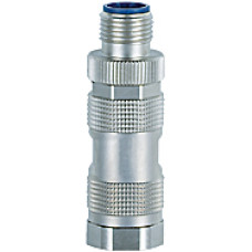 Plug-in connector, 4-pin, connector straight M12, D-coded, screw connection, material threaded ring: Zinc die casting,nickel-plated , cable screw connection Pg9, outer cable diameter 6-8mm