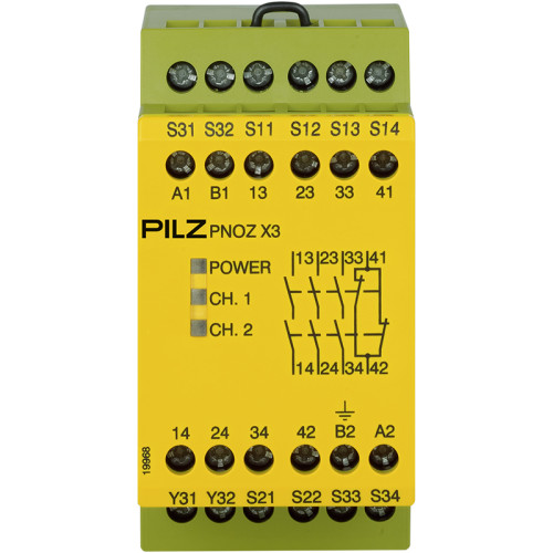 Safety relay (standalone) inputs: 1/2-channel wiring with/without detection of shorts across contacts