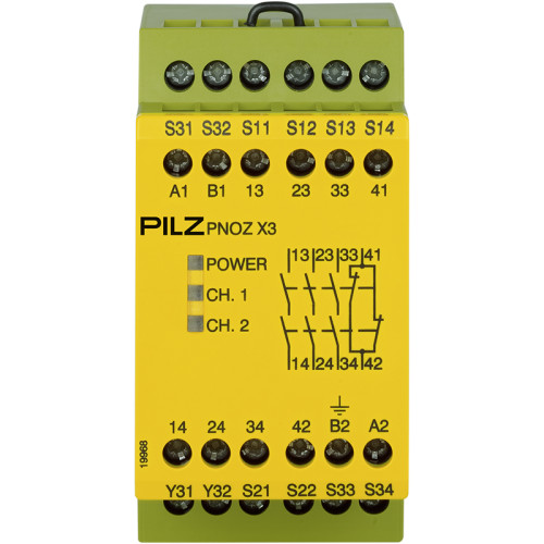 Safety relay (standalone) inputs: 1/2-channel wiring with/without detection of shorts across contacts