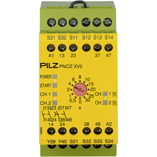 Safety relay (standalone) inputs: 1/2-channel wiring with/without detection of shorts across contacts
