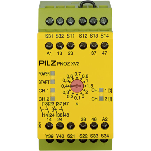 Safety relay (standalone) inputs: 1/2-channel wiring with/without detection of shorts across contacts