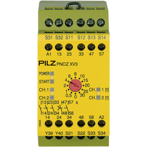 Safety relay (standalone) inputs: 1/2-channel wiring with/without detection of shorts across contacts