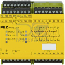 Safety relay (standalone) inputs: 1/2-channel wiring with/without detection of shorts across contacts