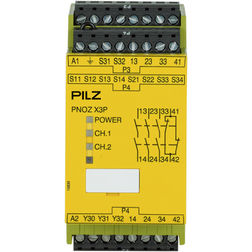 Safety relay (standalone) inputs: 1/2-channel wiring with/without detection of shorts across contacts