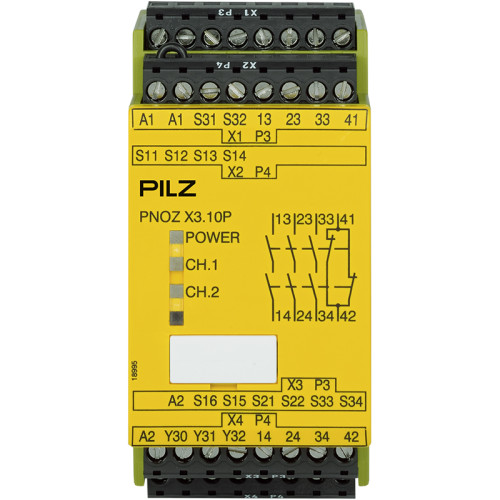 Safety relay (standalone) inputs: 1/2-channel wiring with/without detection of shorts across contacts