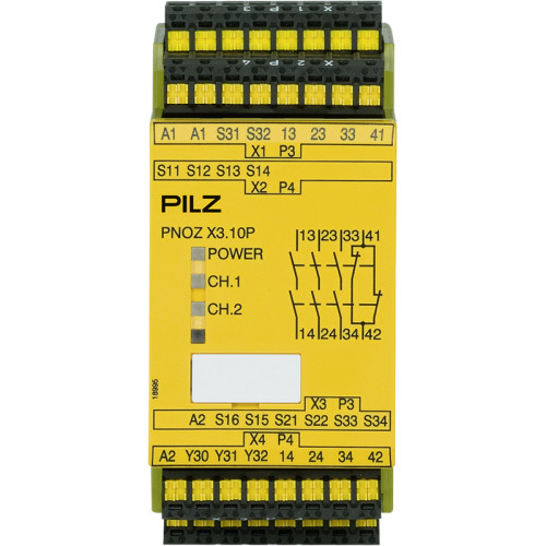 Safety relay (standalone) inputs: 1/2-channel wiring with/without detection of shorts across contacts