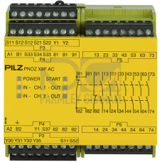 Safety relay (standalone) inputs: 1/2-channel wiring with/without detection of shorts across contacts