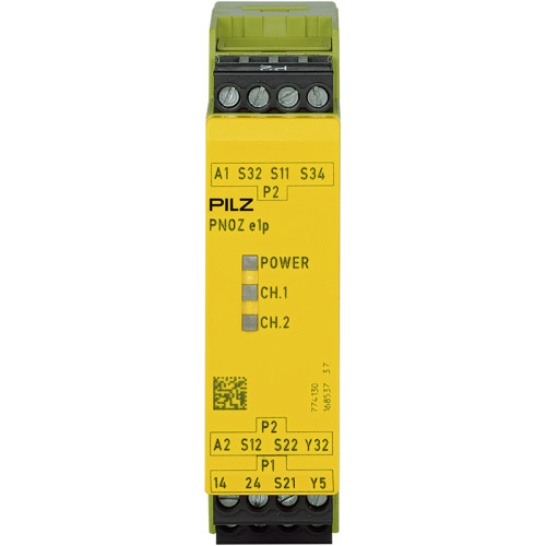 Safety relay (standalone) inputs: 1/2-channel wiring with/without detection of shorts across contacts