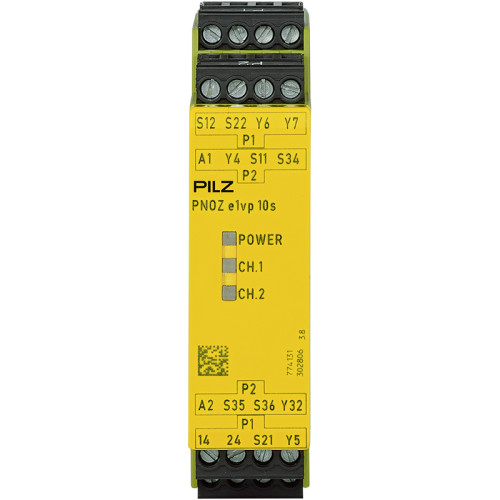 Safety relay (standalone) inputs: 1/2-channel wiring with/without detection of shorts across contacts