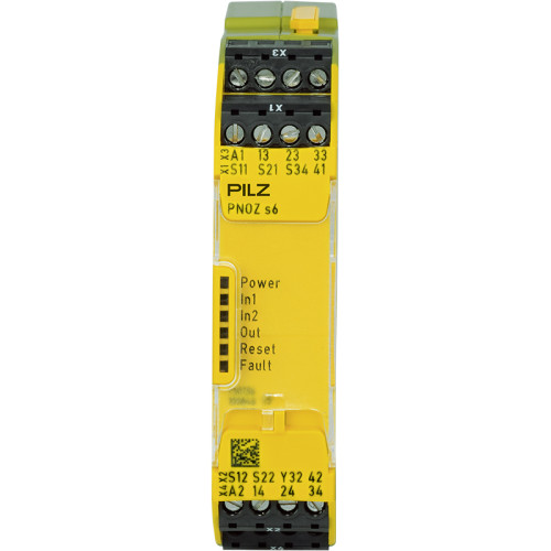 PNOZsigma safety relay (standalone) two-hand control relay inputs: Per pushbutton 1 N/O 1 N/C