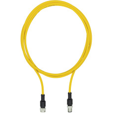 Connection cable, PUR, yellow RAL1003, suitable for drag chains, 8-pin,s ocket straight M12, on connector straight M12, A-coded, cable length: 2m