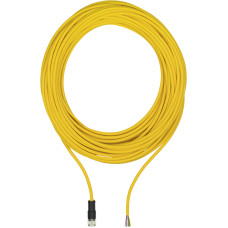 Connection cable, PUR, yellow RAL1003, suitable for drag chains, 8-pin,s ocket straight M12, on open line end, A-coded, cable length: 30m