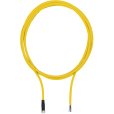 Connection cable, PUR, yellow RAL1003, suitable for drag chains, 4-pin,s ocket straight M8, on open line end, A-coded, cable length: 5m