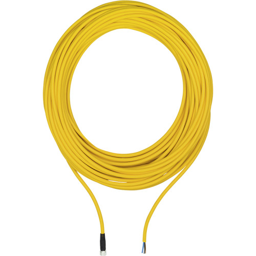 Connection cable, PUR, yellow RAL1003, suitable for drag chains, 4-pin,s ocket straight M8, on open line end, A-coded, cable length: 10m