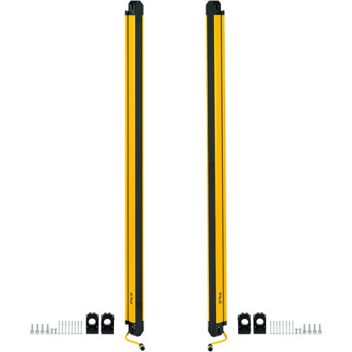 Safety light curtain, type 3, PL d, finger protection (resolution 14 mm) Protected field height 750 mm, supply voltage 24 V, without dead zone Connector: M12, sender: 5-pole, receiver 5-pole Connectio