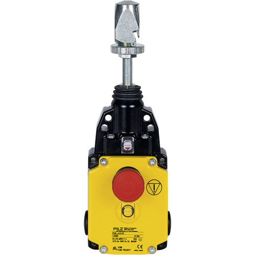 Rope pull switch, incl. E-STOP pushbutton, metal housing, 2 x N/C + 2 x N/O contacts , 175 N max. spring force.