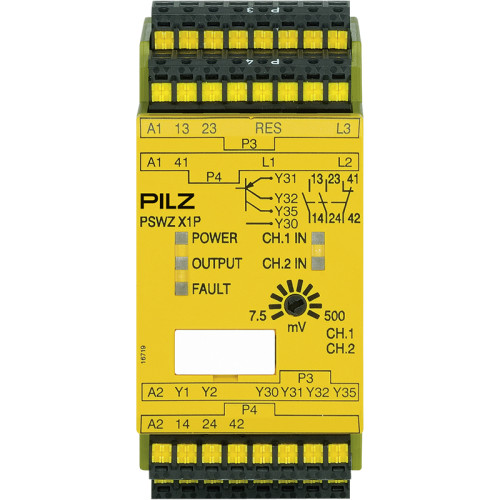 Safety relay (standalone) inputs: Measuring inputs 1/3-phase motors outputs: 2 N/O 1 N/C 2 SC
