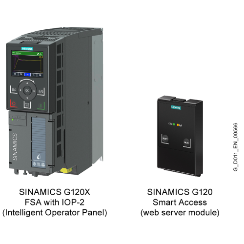 SINAMICS G120X starter kit With Intelligent Operator Panel 6SL3220-3YE10-0AF0 and Web Server Module 6SL3255-0AA00-5AA0 Rated power: 0.75kW Radio inte