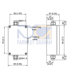 CABLE BOX FOR CONNECTION OF 7MF1570* MEASUREMENT TRANSDUCER WITH VENTILATION Degree of protection IP