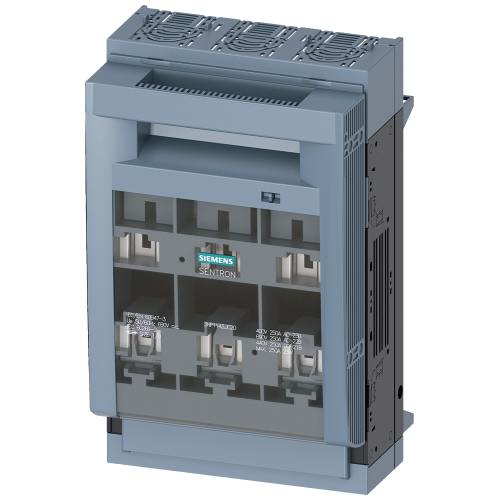 SENTRON, Fuse switch disconnector 3NP1, 3-pole, NH1, 250 A, for Rittal busbar system 60 mm, Box terminal, Cover level 32/70 mm