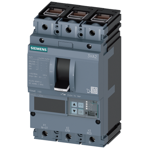 circuit breaker 3VA2 IEC Frame 100 breaking capacity class L Icu=150 kA @ 415 V 3-pole, line protection ETU560, LSIG, In=40 A overload protection I...
